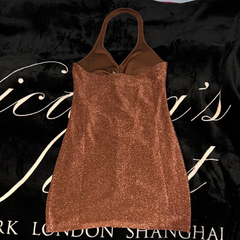 H&M Brown Sparkly Halter Dress 🤎 - Picture 3 of 7